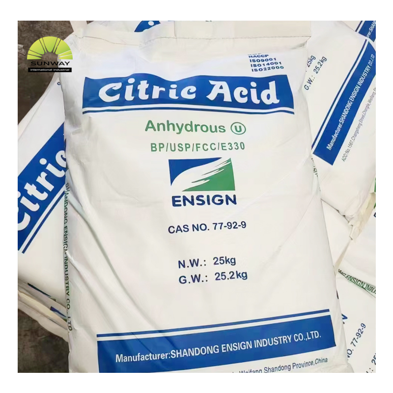 SUNWAY Bulk Daily Chemicals White Crystal Powdered Acid Citric Citric Acid Monohydrate Anhydrous 99%Min