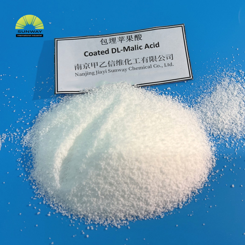 SUNWAY Hot Sale Best Price 98.5% 25kg/bag Encapsulated Acid Malic Coated DL-malic Acid 