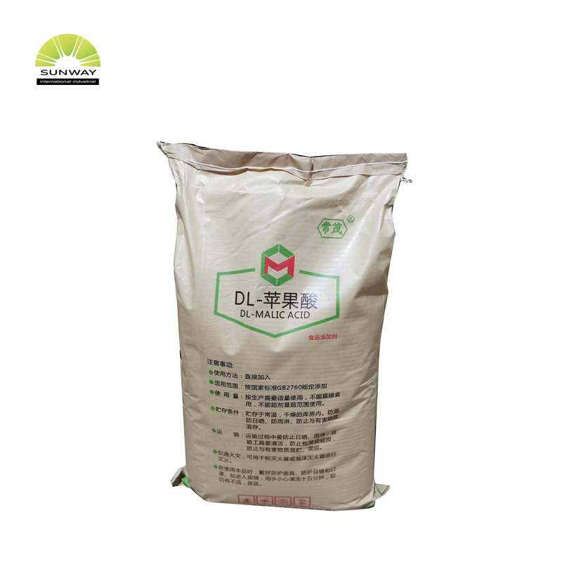 SUNWAY Factory Price Free Sample Food Grade Malic Acid CAS 636-61-3 C4H6O5 White Crystal 