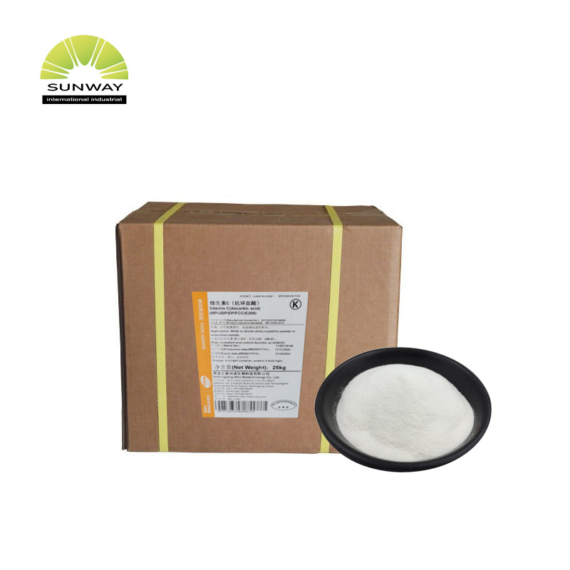 Sunway High-Purity Feed Additives 99% L Ascorbic Acid Vitamin C (Vc) Powder 25kg/Carton